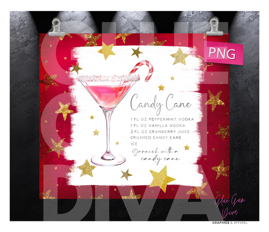 Candy Cane Holiday Cocktail Recipe - Digital tumbler wrap for 20 oz skinny straight tumbler