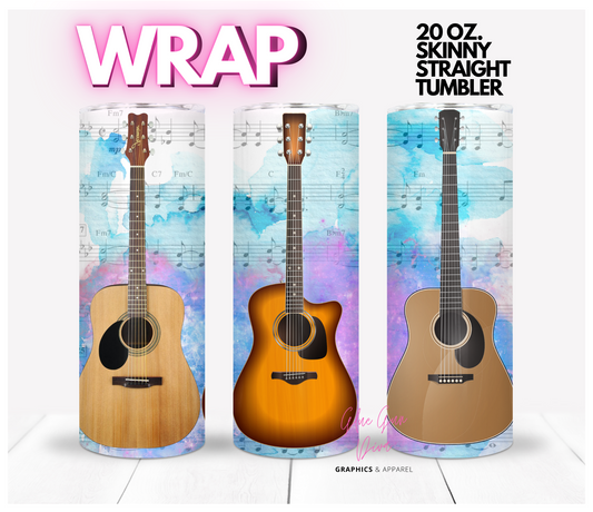 Acoustic Guitars -  Digital tumbler wrap for 20 oz skinny straight tumbler