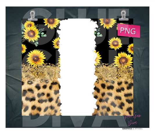 Sunflower Leopard Blank space - Digital tumbler wrap for 20 ox skinny straight tumbler