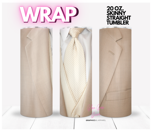 Light Brown Suit - Digital tumbler wrap for 20 oz skinny straight tumbler