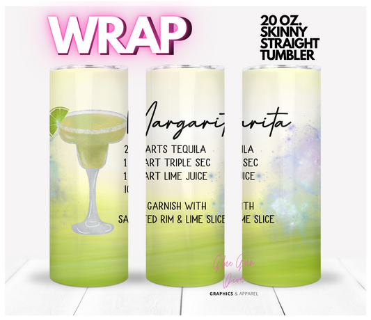 Margarita- Digital tumbler wrap for 20 oz skinny straight tumbler