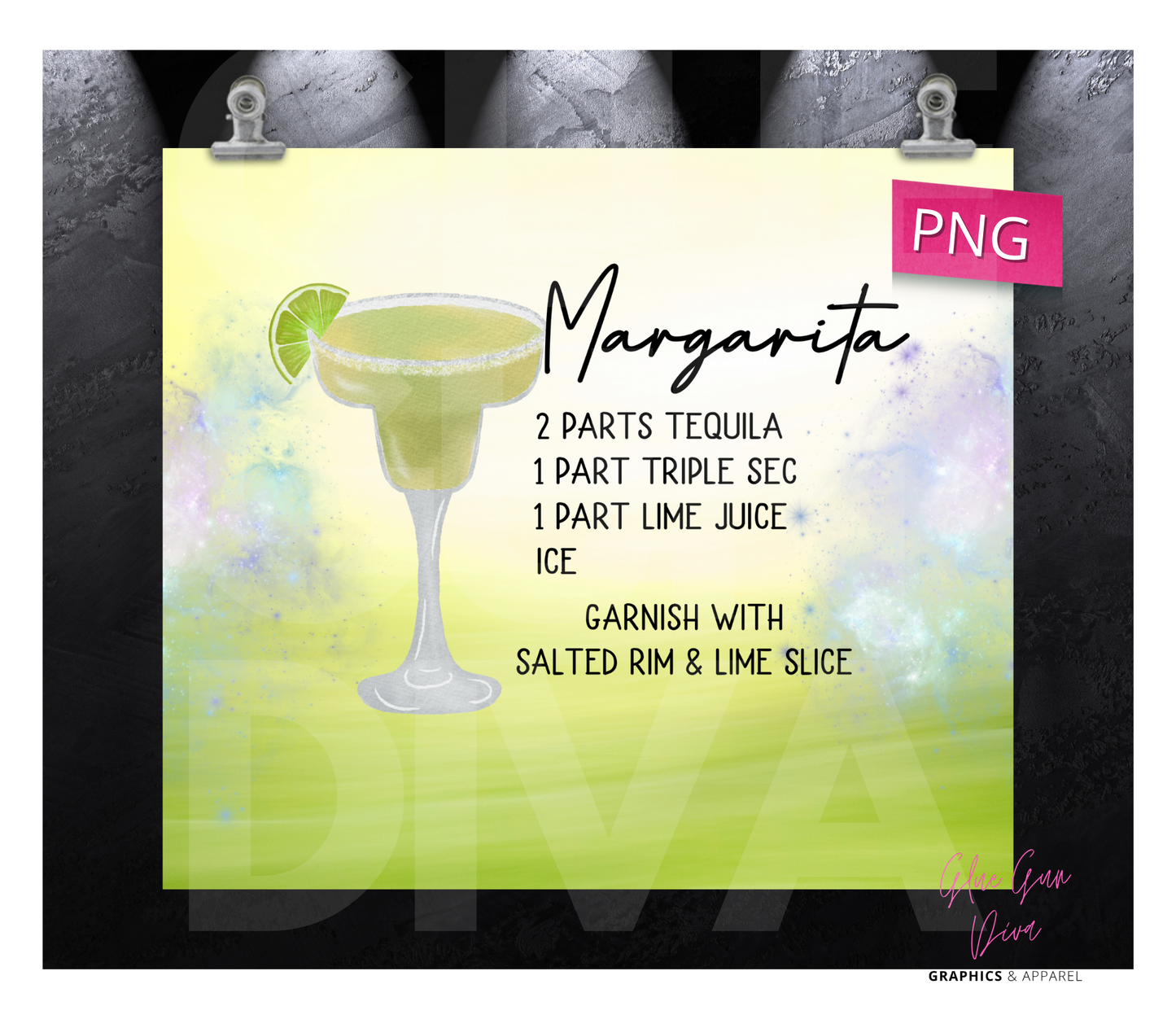 Margarita- Digital tumbler wrap for 20 oz skinny straight tumbler