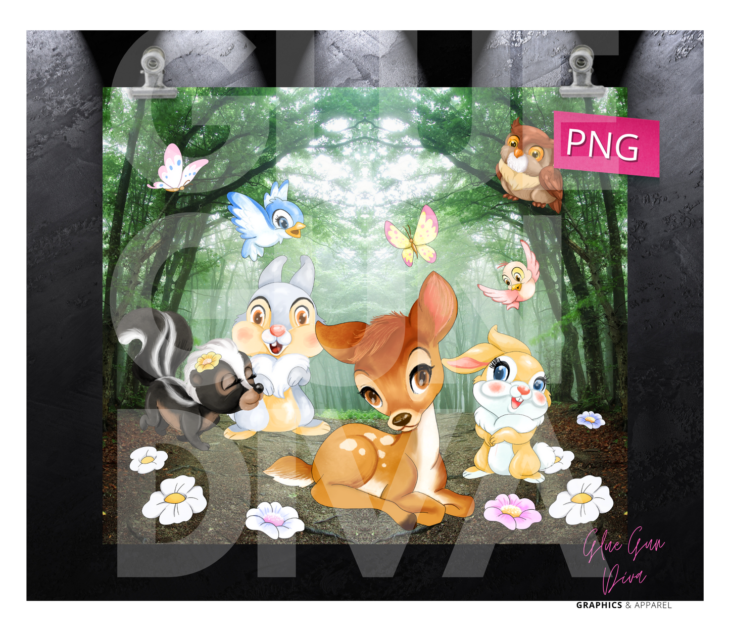 Deer and Friends-  Digital tumbler wrap for 20 oz skinny straight tumbler