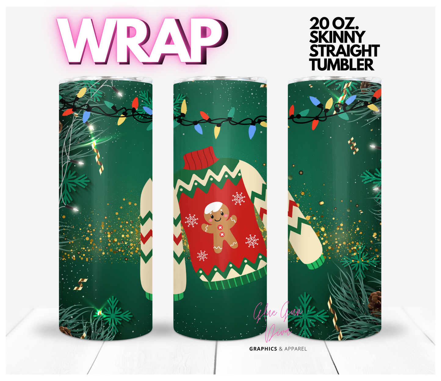 First Ugly Sweater of the Season -  Digital tumbler wrap for 20 oz skinny straight tumbler