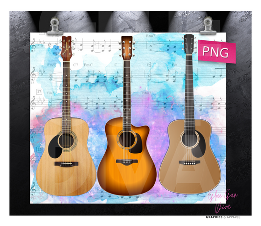 Acoustic Guitars -  Digital tumbler wrap for 20 oz skinny straight tumbler