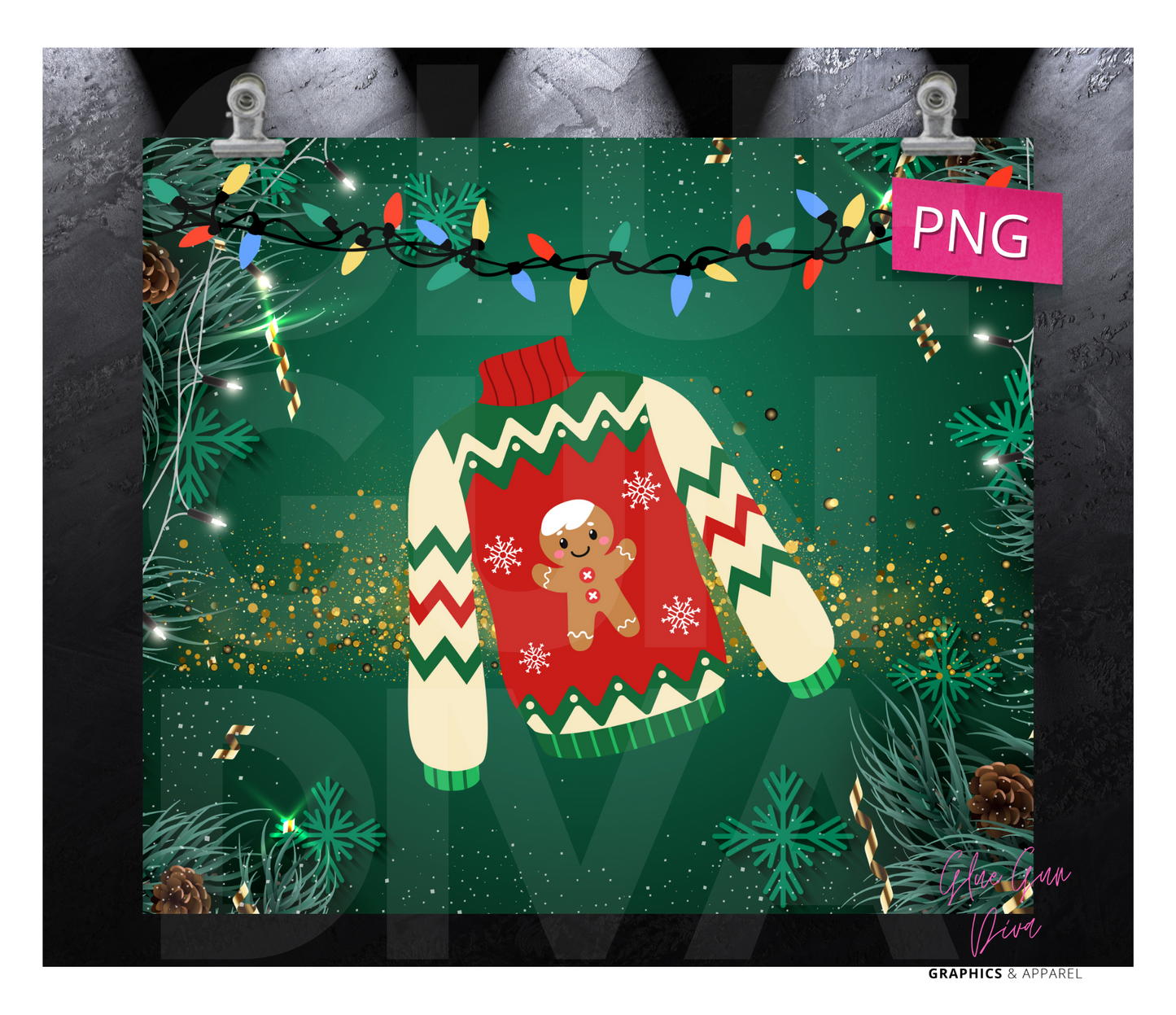 First Ugly Sweater of the Season -  Digital tumbler wrap for 20 oz skinny straight tumbler