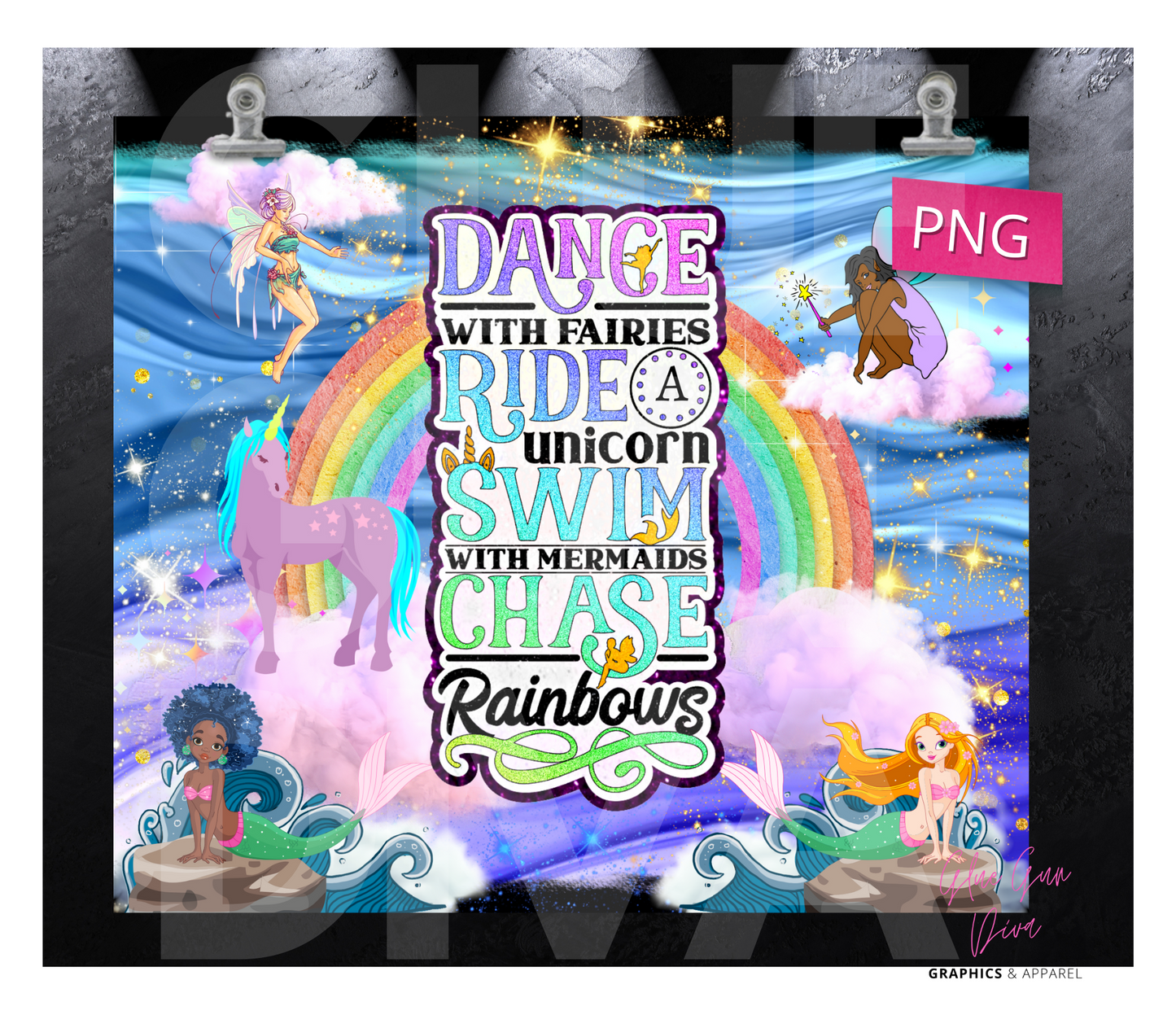 Dance with Fairies -  Digital tumbler wrap for 20 oz skinny straight tumbler