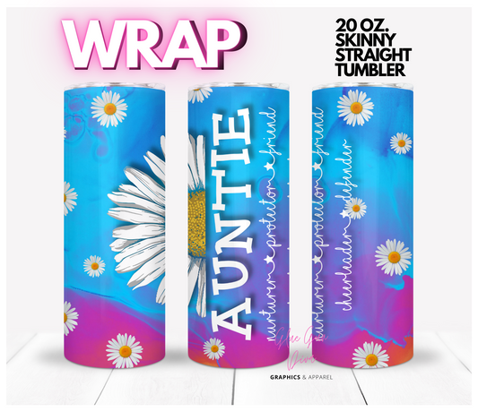 Auntie Daisies - Digital tumbler wrap for 20 oz skinny straight tumbler