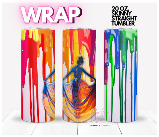 Woman under Colors - Digital tumbler wrap for 20 oz skinny straight tumbler