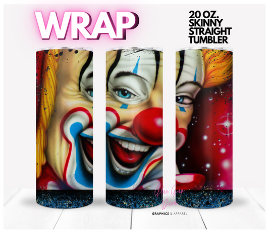 Circus clown - Digital tumbler wrap for 20 oz skinny straight tumbler