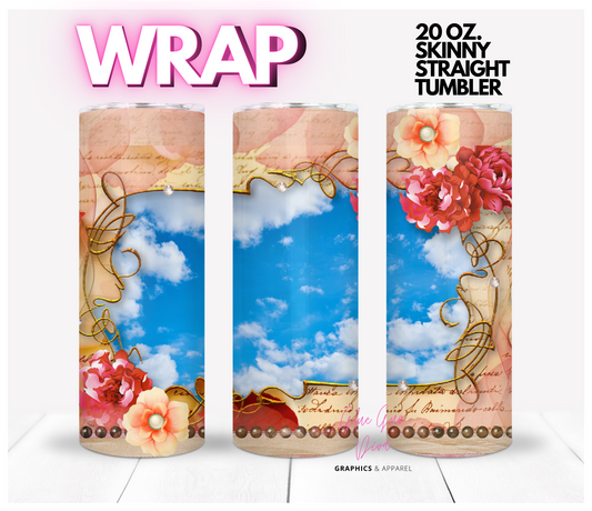 Flowers and Skies  -Digital tumbler wrap for 20 oz skinny straight tumbler