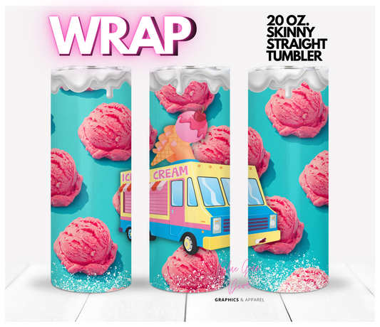 Ice Cream Truck -  Digital tumbler wrap for 20 oz skinny straight tumbler