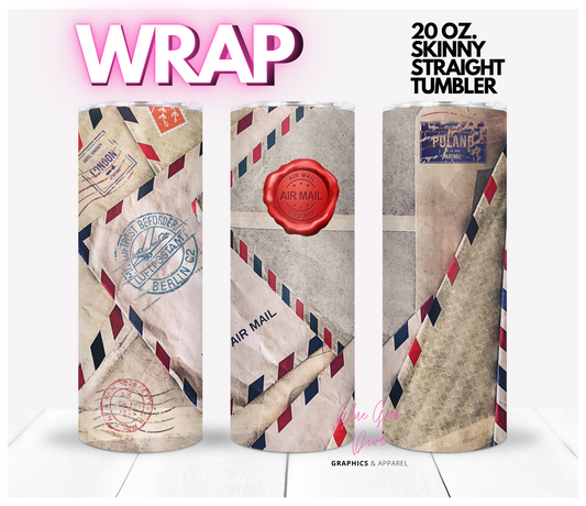 Air Mail- Digital tumbler wrap for 20 oz skinny straight tumbler