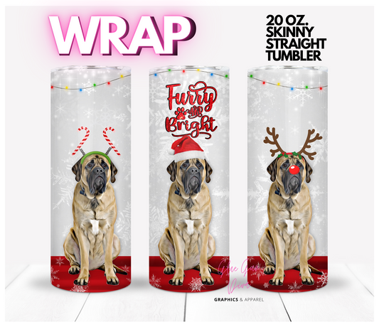 English Mastiff furry and bright - Digital tumbler wrap for 20 oz skinny straight tumbler