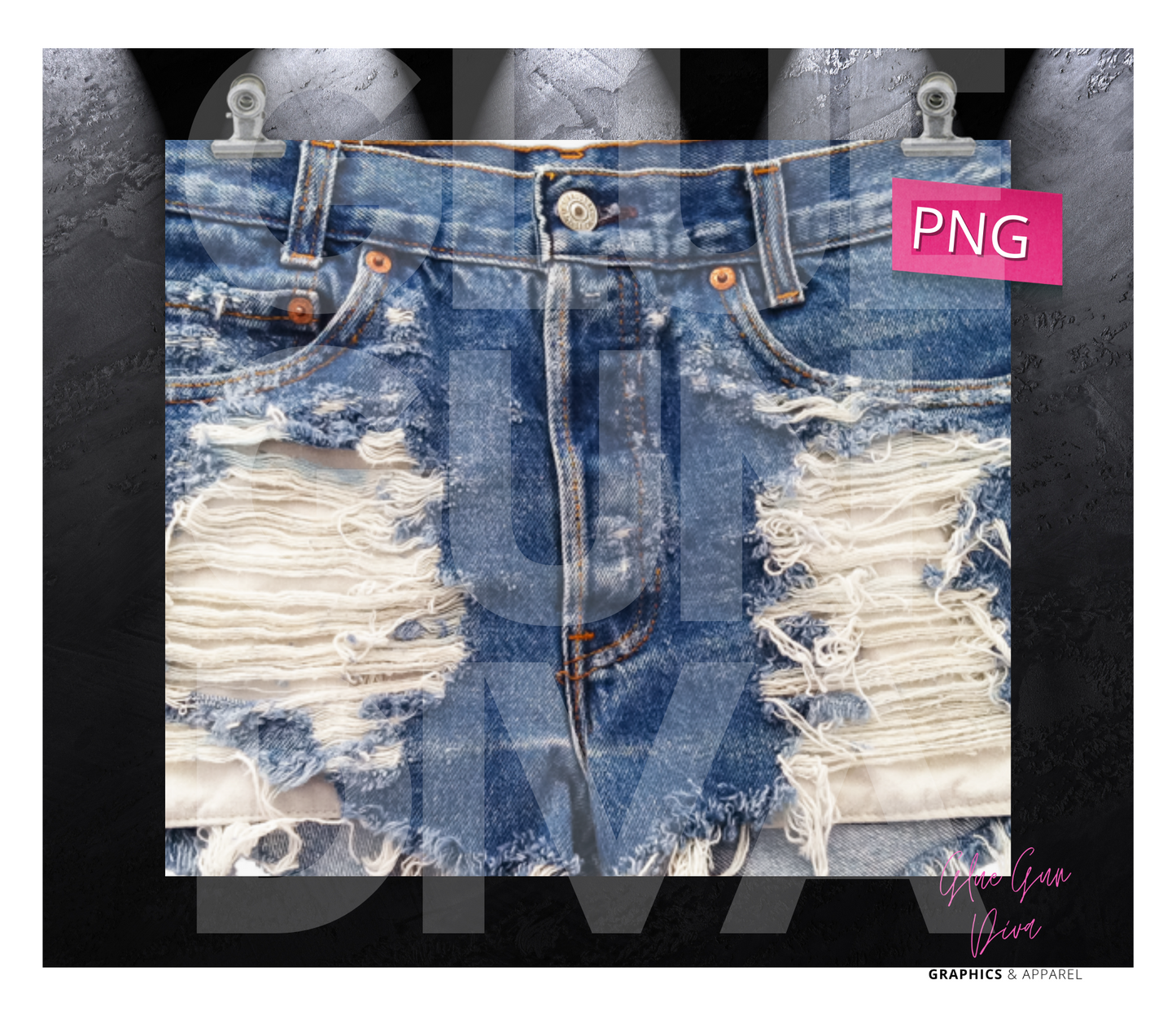 Jean Shorts- Digital tumbler wrap for 20 oz skinny straight tumbler