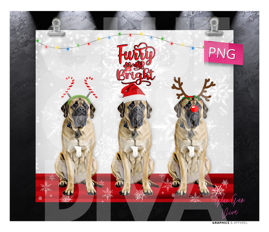 English Mastiff furry and bright - Digital tumbler wrap for 20 oz skinny straight tumbler