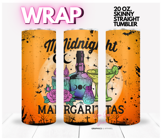 Midnight Margaritas Halloween -  Digital tumbler wrap for 20 oz skinny straight tumbler