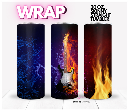 Electric Guitar -  Digital tumbler wrap for 20 oz skinny straight tumbler