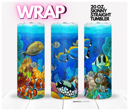 Aquarium-   Digital tumbler wrap for 20 oz skinny straight tumbler