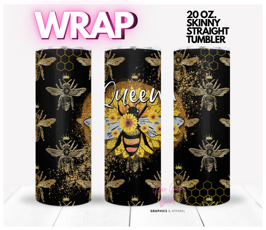 Queen Bee - Digital tumbler wrap for 20 oz skinny straight tumbler