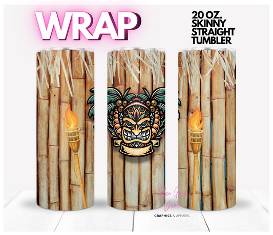 Tiki Mask - Digital tumbler wrap for 20 oz skinny straight tumbler