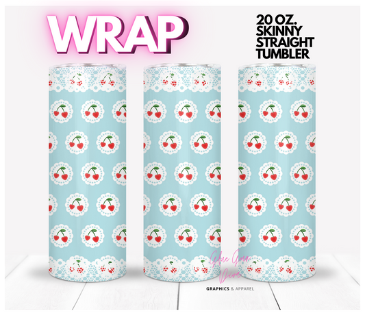 Cherry Lace- Digital tumbler wrap for 20 oz skinny straight tumbler