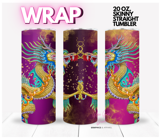 Amazing Dragons -  Digital tumbler wrap for 20 oz skinny straight tumbler