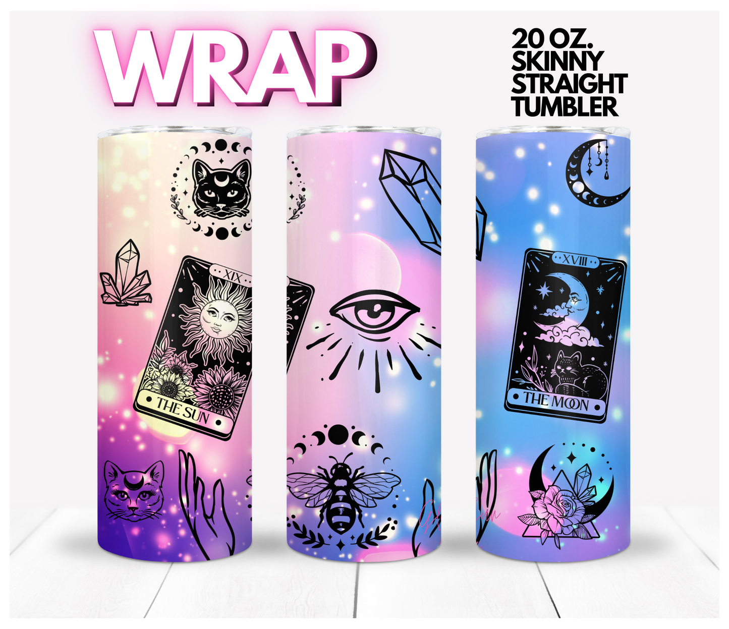 Celestial items background-  Digital tumbler wrap for 20 oz skinny straight tumbler