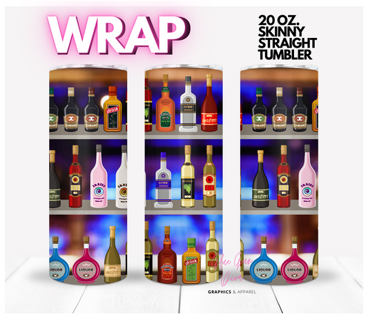 Bar Bottles - Digital tumbler wrap for 20 oz skinny straight tumbler