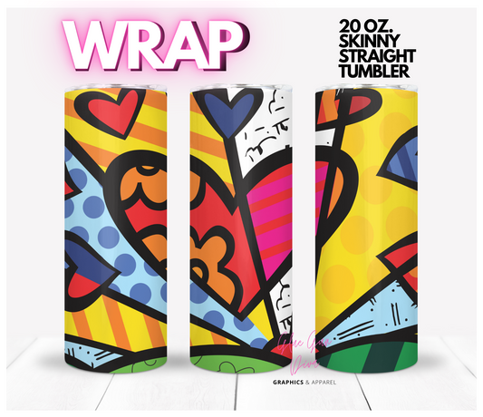 Colorful Heart-   Digital tumbler wrap for 20 oz skinny straight tumbler