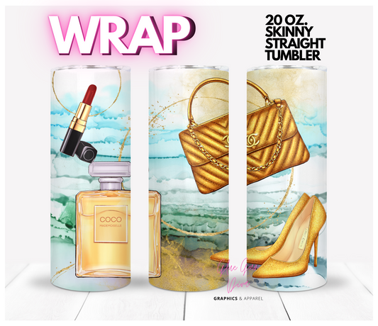 Gold and Brands-   Digital tumbler wrap for 20 oz skinny straight tumbler