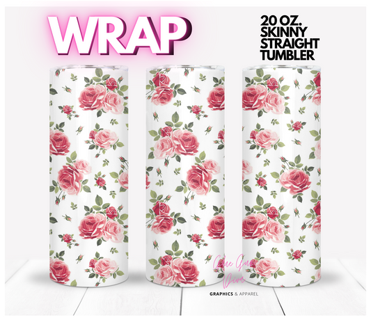 Small Pink Roses- Digital tumbler wrap for 20 oz skinny straight tumbler