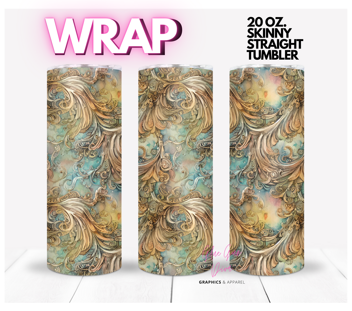 Beautiful Flourishes- Digital tumbler wrap for 20 oz skinny straight tumbler