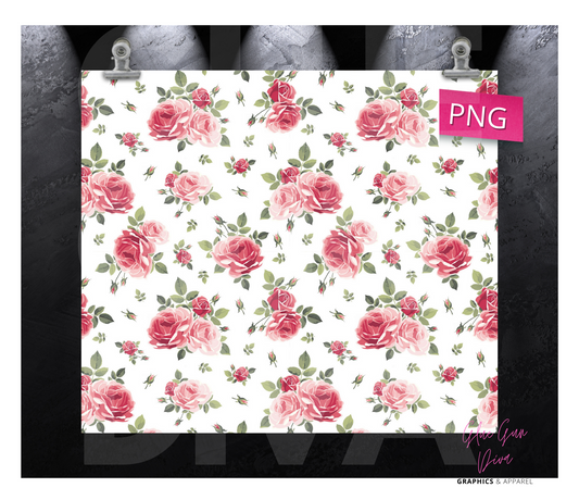 Small Pink Roses- Digital tumbler wrap for 20 oz skinny straight tumbler