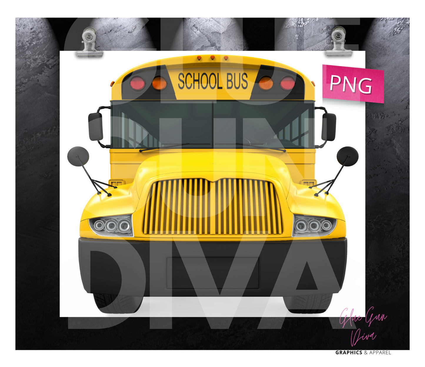 School Bus- Digital tumbler wrap for 20 oz skinny straight tumbler