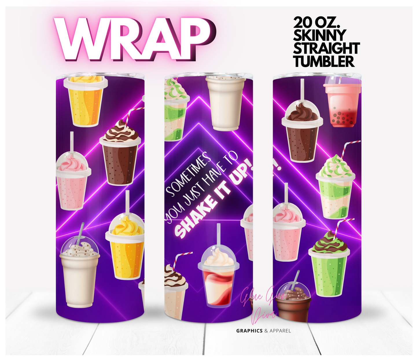 Shake it up - Digital tumbler wrap for 20 oz skinny straight tumbler