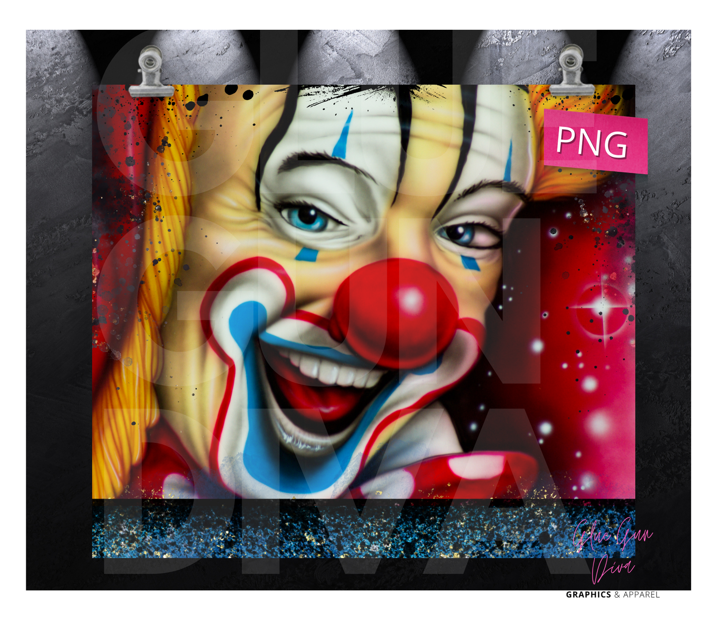 Circus clown - Digital tumbler wrap for 20 oz skinny straight tumbler