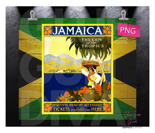 Jamaica-  Digital tumbler wrap for 20 oz skinny straight tumbler