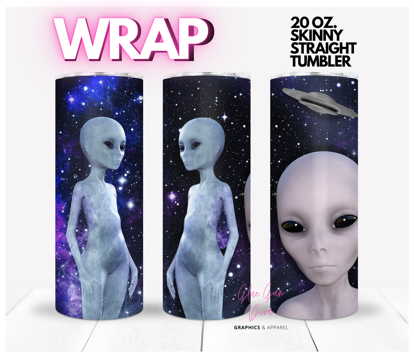 Alien friends -  Digital tumbler wrap for 20 oz skinny straight tumbler