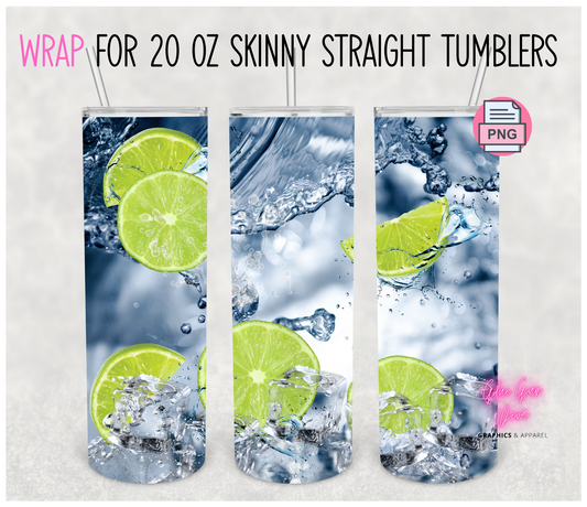 Lime Water - Digital tumbler wrap for 20 oz skinny straight tumbler