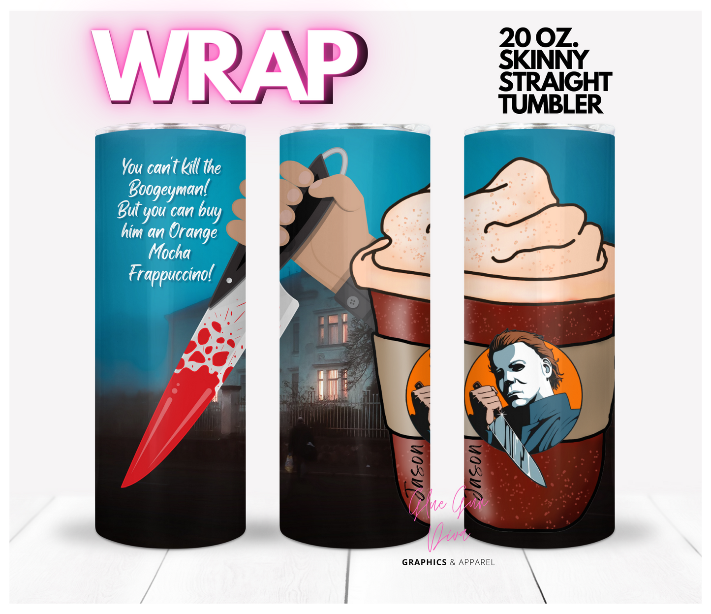 Jason's Frappuccino -Digital tumbler wrap for 20 oz skinny straight tumbler