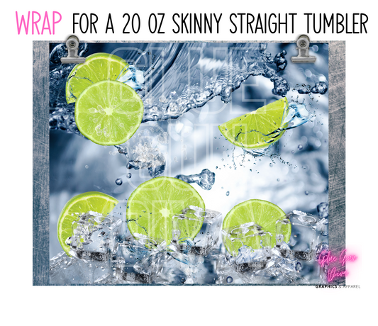 Lime Water - Digital tumbler wrap for 20 oz skinny straight tumbler