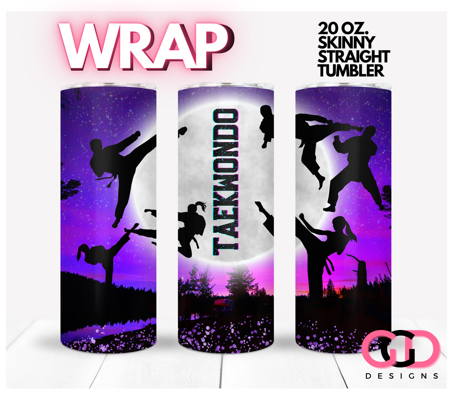 Taekwondo Moon -   Digital tumbler wrap for 20 oz skinny straight tumbler