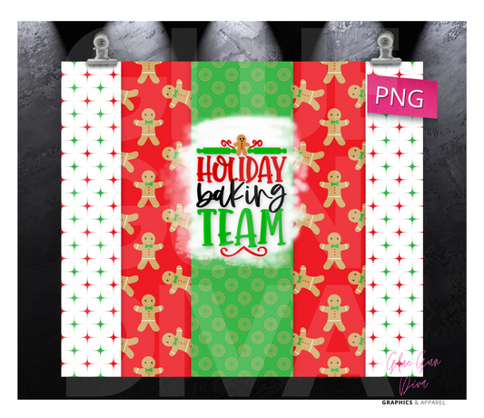 Holiday Baking Team-  Digital tumbler wrap for 20 oz skinny straight tumbler