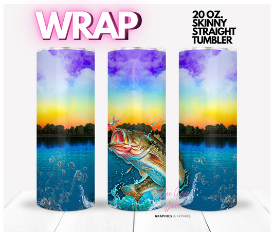 Bass Fishing-   Digital tumbler wrap for 20 oz skinny straight tumbler