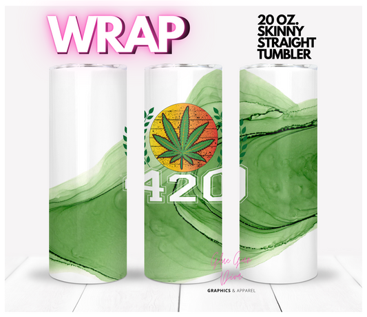 420 Cannabis Alcohol ink - Digital tumbler wrap for 20 oz skinny straight tumbler