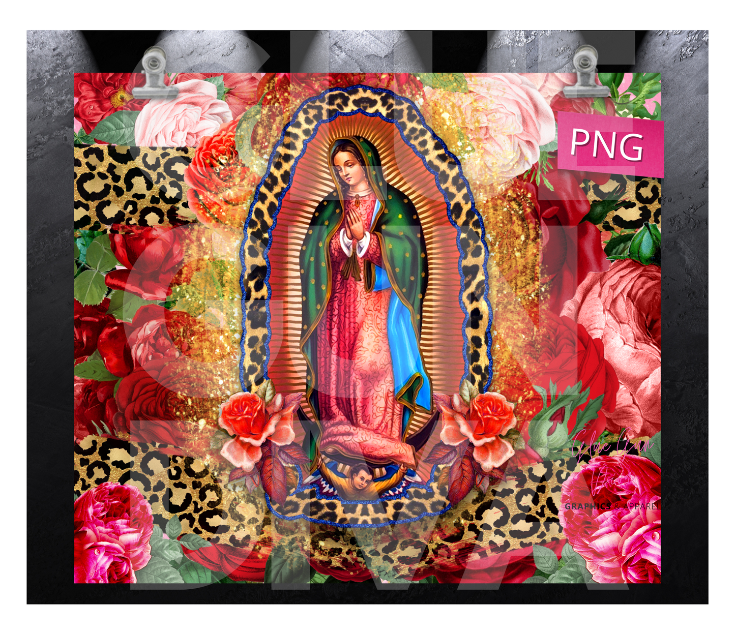 Virgen De Guadalupe- Digital tumbler wrap for 20 oz skinny straight tumbler