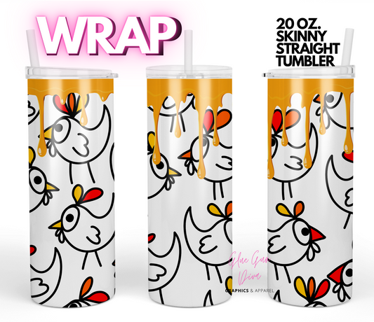 Funny Chicken-Digital tumbler wrap for 20 oz skinny straight tumbler