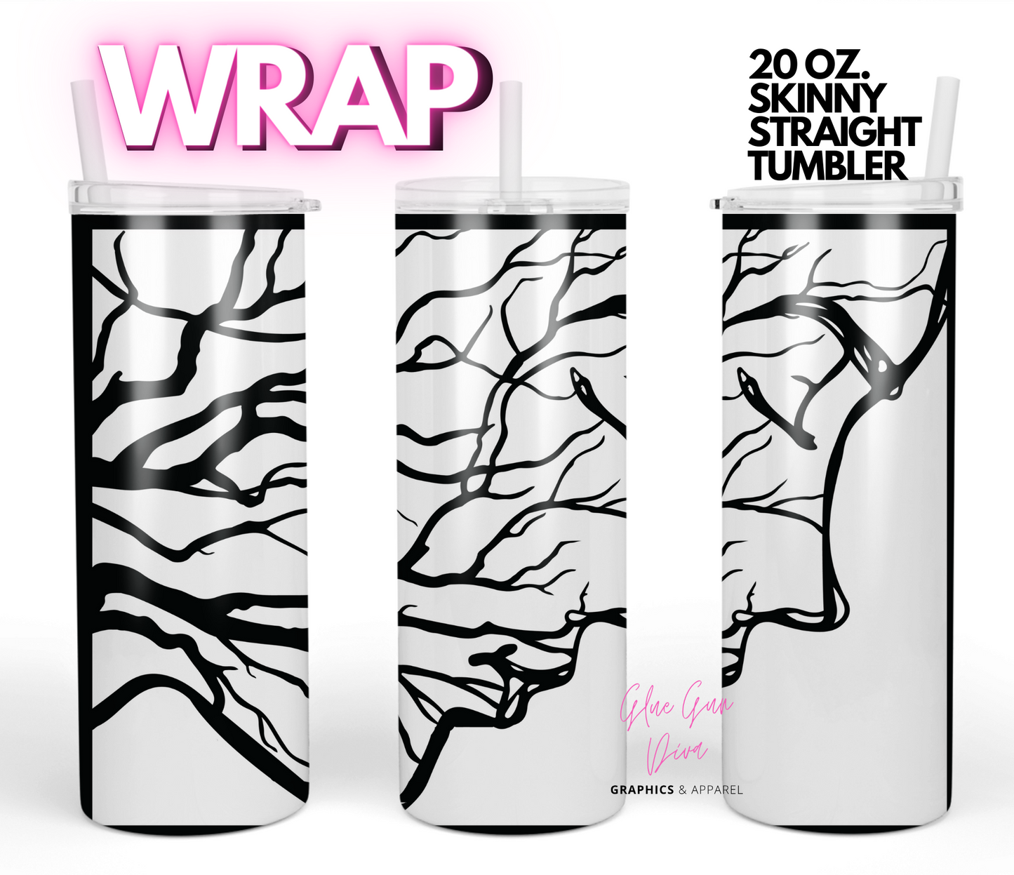 Woman Tree - Digital tumbler wrap for 20 oz skinny straight tumbler