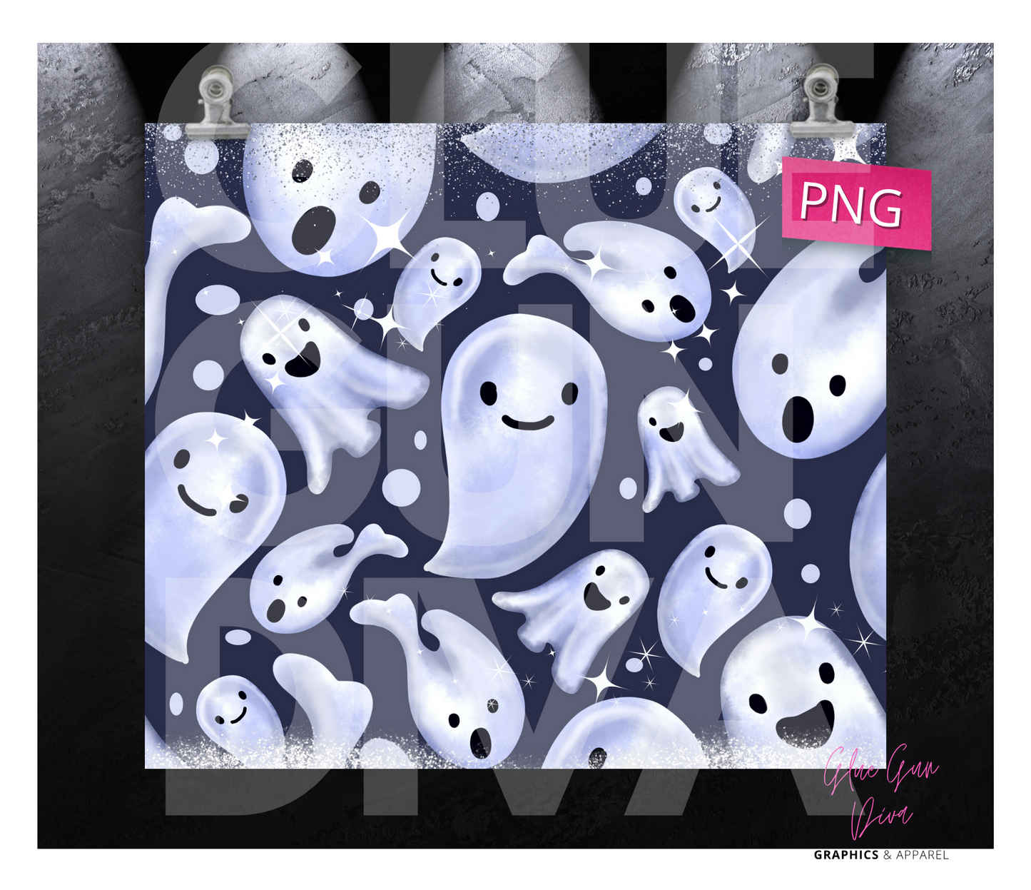 Ghost Party -  Digital tumbler wrap for 20 oz skinny straight tumbler